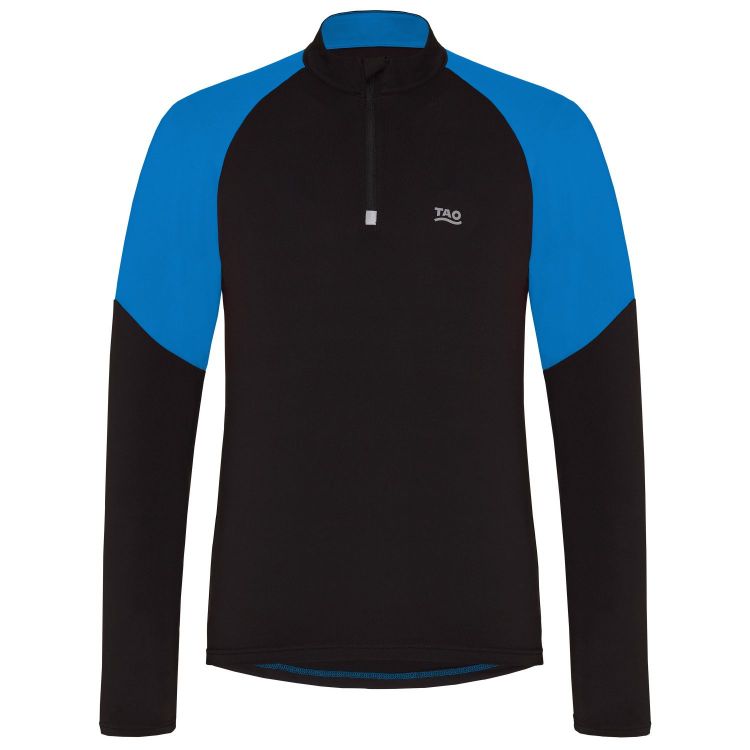 TAO Sportswear - SALVO - Langarm Laufshirt mit Reißverschlusskragen und Reflektoren - black/blue